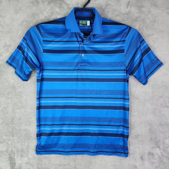 Men's Blue Ben Hogan Performance Polo Shirt Striped Short Sleeve Size S - Picture 2 of 10